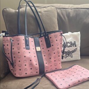 MCM Pink and Black Tote Bag